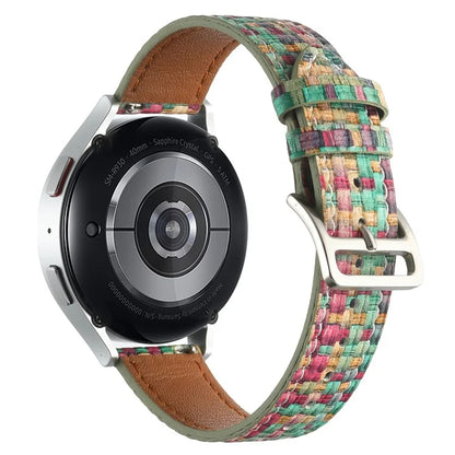 For GarminActive 5 / Samsung Galaxy Watch6 Classic 47mm 43mm Watch Band 20mm Braided PU Leather Wrist Strap