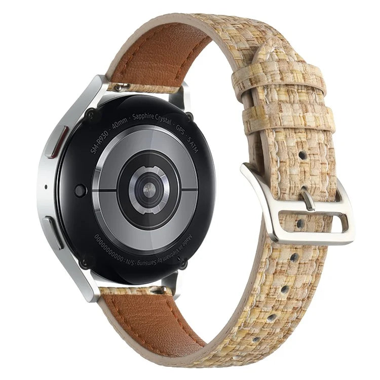 For GarminActive 5 / Samsung Galaxy Watch6 Classic 47mm 43mm Watch Band 20mm Braided PU Leather Wrist Strap