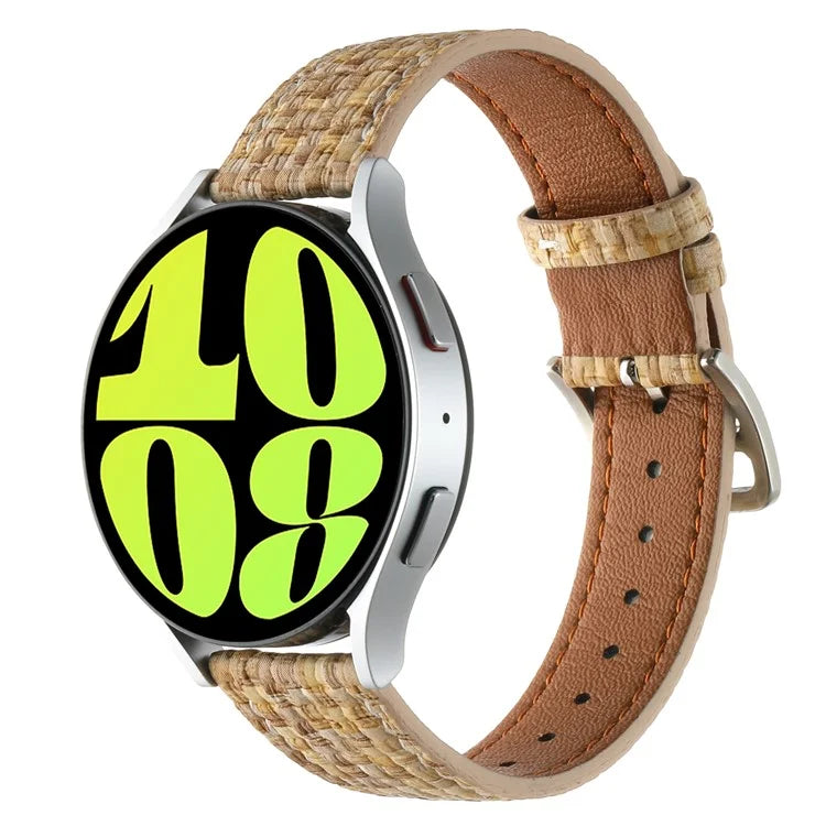For GarminActive 5 / Samsung Galaxy Watch6 Classic 47mm 43mm Watch Band 20mm Braided PU Leather Wrist Strap