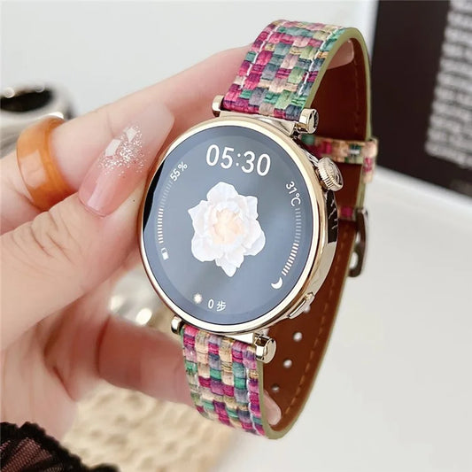 For Huawei Watch GT 4 41mm / Garmin Venu 3S Watch Strap Braided PU Leather 18mm Wrist Band
