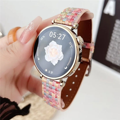 For Huawei Watch GT 4 41mm / Garmin Venu 3S Watch Strap Braided PU Leather 18mm Wrist Band