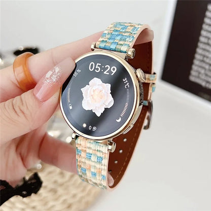 For Huawei Watch GT 4 41mm / Garmin Venu 3S Watch Strap Braided PU Leather 18mm Wrist Band