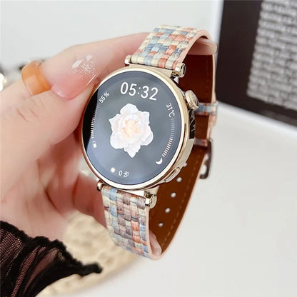 For Huawei Watch GT 4 41mm / Garmin Venu 3S Watch Strap Braided PU Leather 18mm Wrist Band