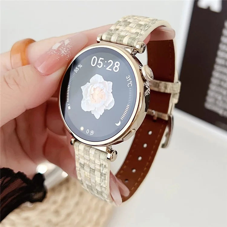 For Huawei Watch GT 4 41mm / Garmin Venu 3S Watch Strap Braided PU Leather 18mm Wrist Band