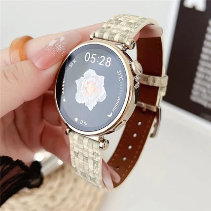 For Huawei Watch GT 4 41mm / Garmin Venu 3S Watch Strap Braided PU Leather 18mm Wrist Band