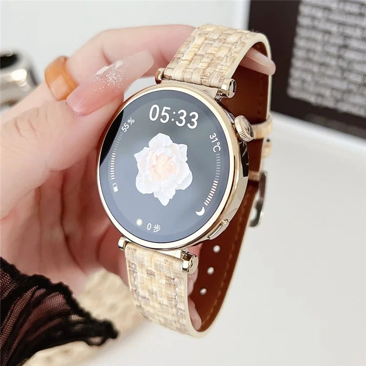 For Huawei Watch GT 4 41mm / Garmin Venu 3S Watch Strap Braided PU Leather 18mm Wrist Band