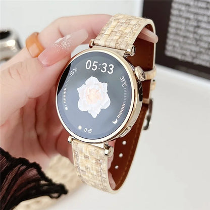 For Huawei Watch GT 4 41mm / Garmin Venu 3S Watch Strap Braided PU Leather 18mm Wrist Band