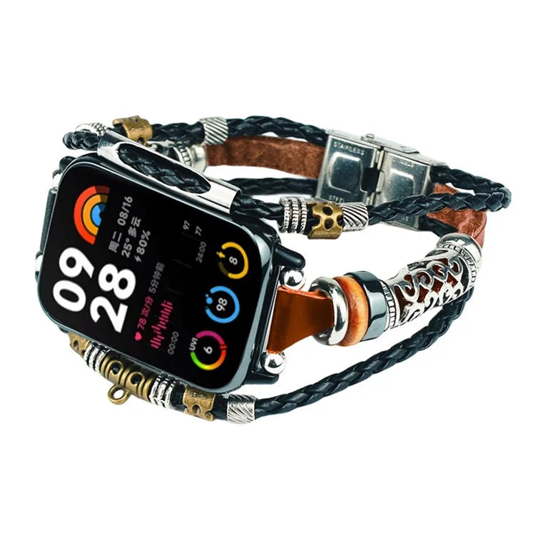For Xiaomi Smart Band 8 Pro Watch Band Retro Ethnic Style Beads Watch Strap Bracelet