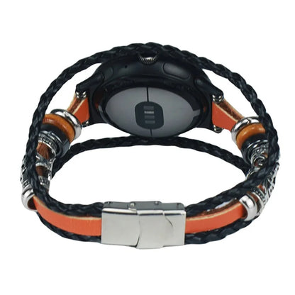 For Google Pixel Watch / Pixel Watch 2 Ethnic Braided Leather Watch Strap Beads Wrist Band