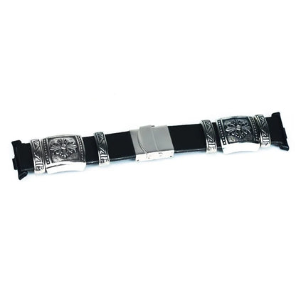 For Xiaomi Smart Band 8 Pro Watch Strap Embossment Design Retro PU Leather + Alloy Wrist Strap