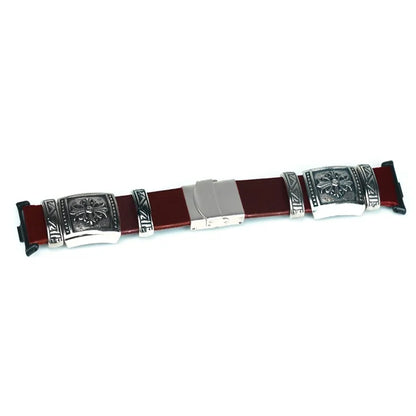 For Xiaomi Smart Band 8 Pro Watch Strap Embossment Design Retro PU Leather + Alloy Wrist Strap
