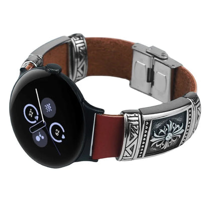 For Google Pixel Watch / Watch 2 Replacement Strap Ethnic Embossed Bracelets Watch Band