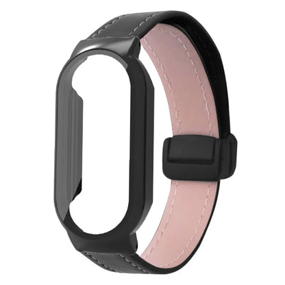 For Xiaomi Smart Band 8 / Smart Band 8 NFC Leather Watch Band Magnetic Buckle Strap with Watch Case / Screen Protector