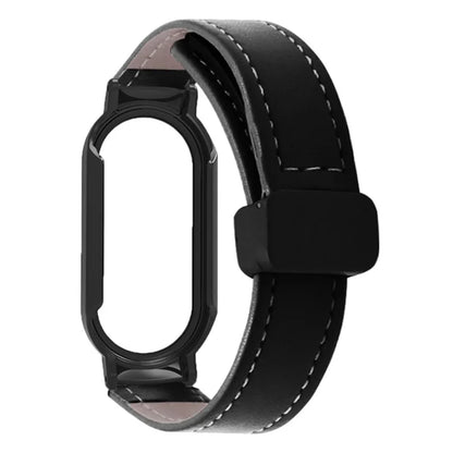 For Xiaomi Smart Band 8 / Smart Band 8 NFC Leather Watch Band Magnetic Buckle Strap with Watch Case / Screen Protector
