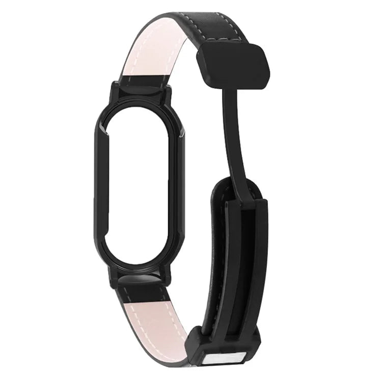 For Xiaomi Smart Band 8 / Smart Band 8 NFC Leather Watch Band Magnetic Buckle Strap with Watch Case / Screen Protector