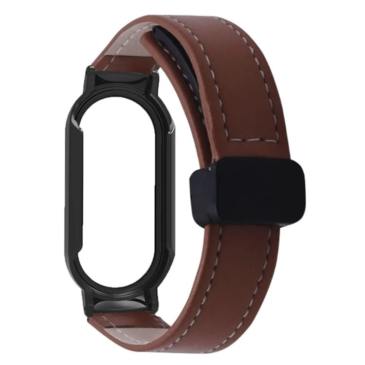 For Xiaomi Smart Band 8 / Smart Band 8 NFC Leather Watch Band Magnetic Buckle Strap with Watch Case / Screen Protector