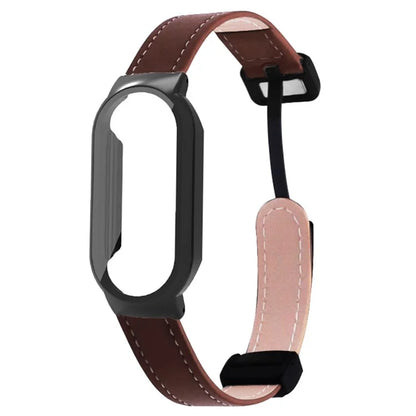 For Xiaomi Smart Band 8 / Smart Band 8 NFC Leather Watch Band Magnetic Buckle Strap with Watch Case / Screen Protector