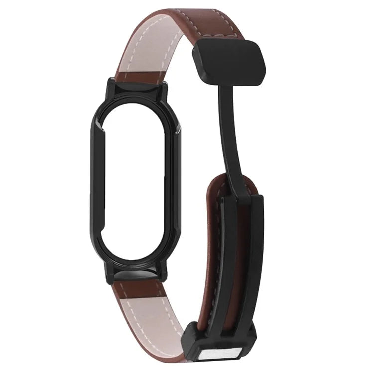 For Xiaomi Smart Band 8 / Smart Band 8 NFC Leather Watch Band Magnetic Buckle Strap with Watch Case / Screen Protector