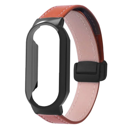 For Xiaomi Smart Band 8 / Smart Band 8 NFC Leather Watch Band Magnetic Buckle Strap with Watch Case / Screen Protector