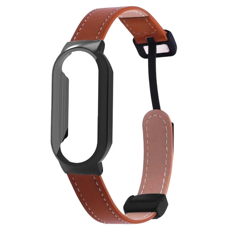 For Xiaomi Smart Band 8 / Smart Band 8 NFC Leather Watch Band Magnetic Buckle Strap with Watch Case / Screen Protector