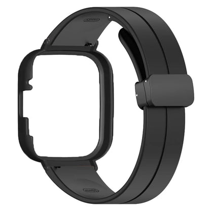 For Xiaomi Redmi Watch 3 Watch Band Black Magnetic Buckle Silicone Wrist Strap with Watch Case