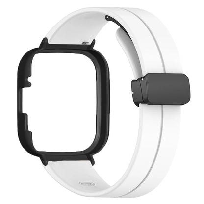 For Xiaomi Redmi Watch 3 Watch Band Black Magnetic Buckle Silicone Wrist Strap with Watch Case