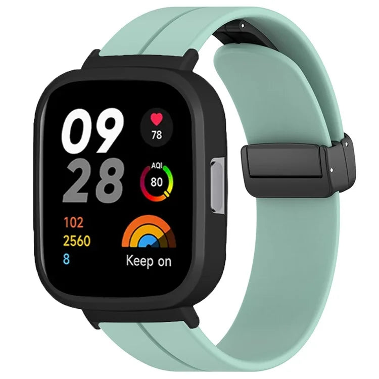 For Xiaomi Redmi Watch 3 Watch Band Black Magnetic Buckle Silicone Wrist Strap with Watch Case