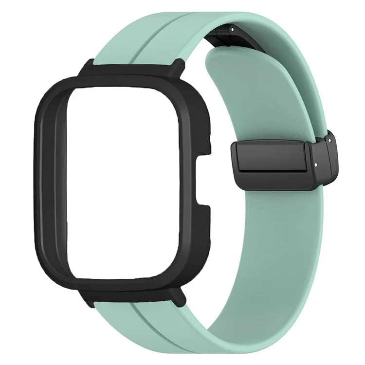 For Xiaomi Redmi Watch 3 Watch Band Black Magnetic Buckle Silicone Wrist Strap with Watch Case