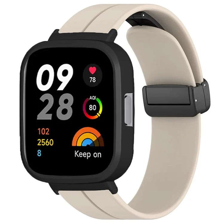 For Xiaomi Redmi Watch 3 Watch Band Black Magnetic Buckle Silicone Wrist Strap with Watch Case