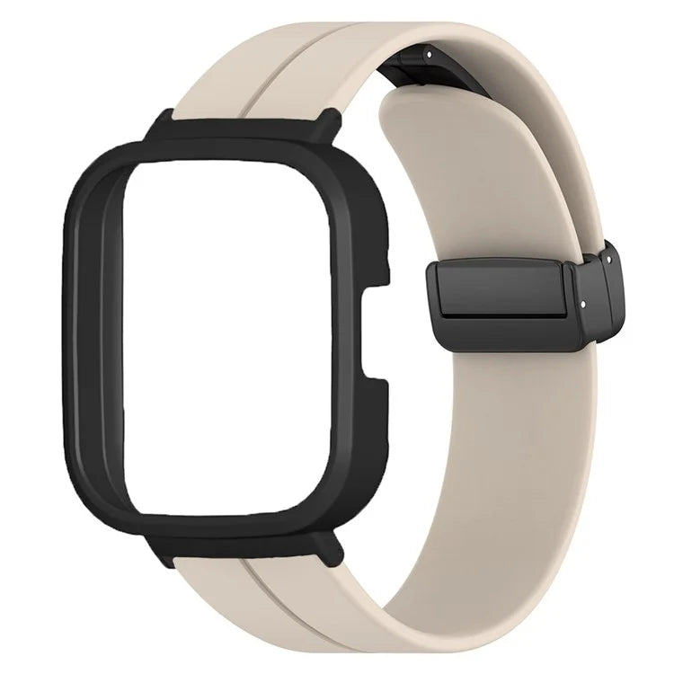For Xiaomi Redmi Watch 3 Watch Band Black Magnetic Buckle Silicone Wrist Strap with Watch Case