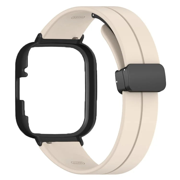 For Xiaomi Redmi Watch 3 Watch Band Black Magnetic Buckle Silicone Wrist Strap with Watch Case