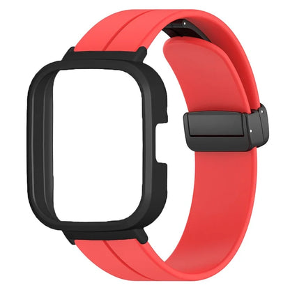 For Xiaomi Redmi Watch 3 Watch Band Black Magnetic Buckle Silicone Wrist Strap with Watch Case