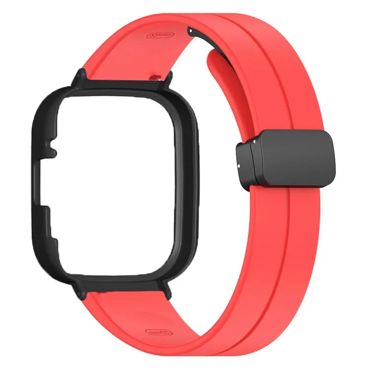 For Xiaomi Redmi Watch 3 Watch Band Black Magnetic Buckle Silicone Wrist Strap with Watch Case