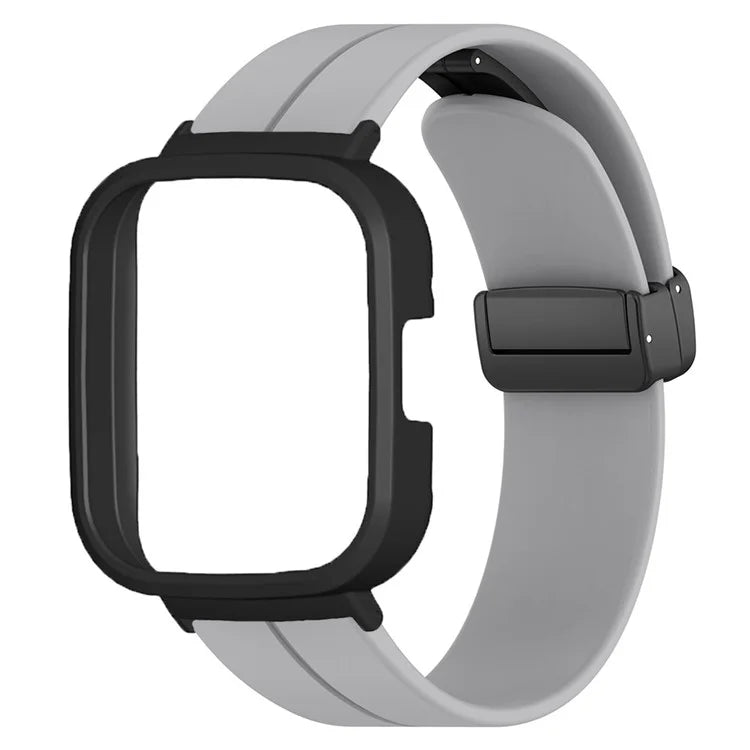 For Xiaomi Redmi Watch 3 Watch Band Black Magnetic Buckle Silicone Wrist Strap with Watch Case
