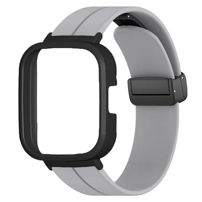 For Xiaomi Redmi Watch 3 Watch Band Black Magnetic Buckle Silicone Wrist Strap with Watch Case