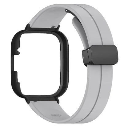 For Xiaomi Redmi Watch 3 Watch Band Black Magnetic Buckle Silicone Wrist Strap with Watch Case