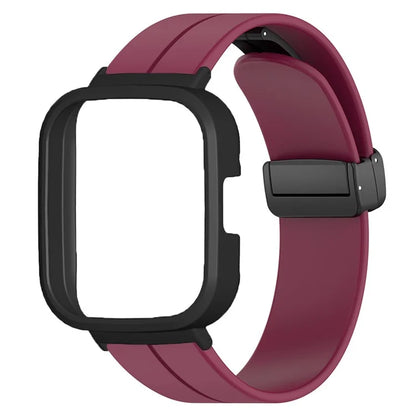 For Xiaomi Redmi Watch 3 Watch Band Black Magnetic Buckle Silicone Wrist Strap with Watch Case