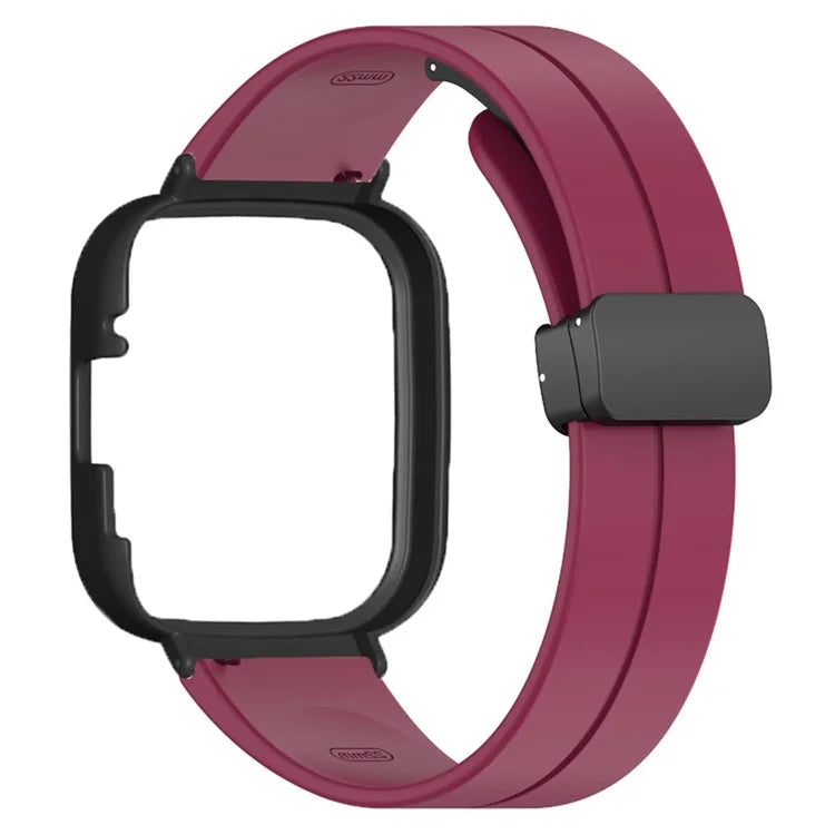 For Xiaomi Redmi Watch 3 Watch Band Black Magnetic Buckle Silicone Wrist Strap with Watch Case