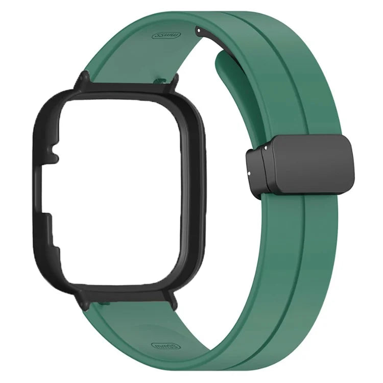 For Xiaomi Redmi Watch 3 Watch Band Black Magnetic Buckle Silicone Wrist Strap with Watch Case