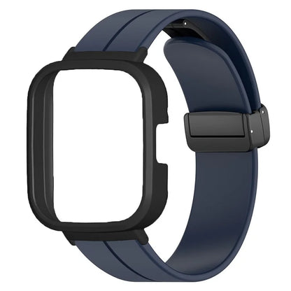 For Xiaomi Redmi Watch 3 Watch Band Black Magnetic Buckle Silicone Wrist Strap with Watch Case