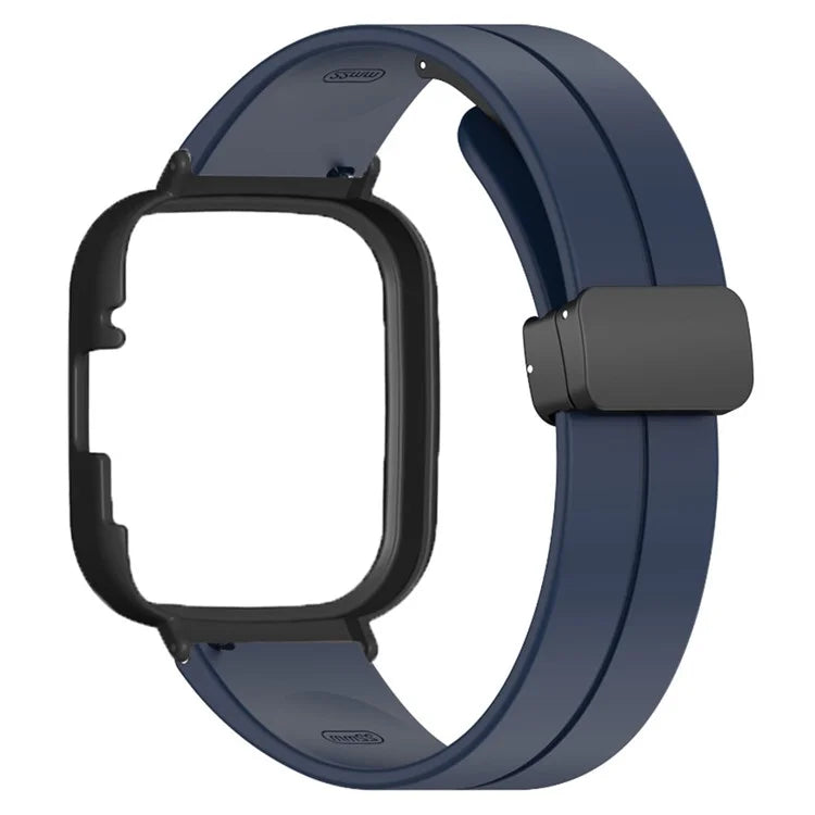 For Xiaomi Redmi Watch 3 Watch Band Black Magnetic Buckle Silicone Wrist Strap with Watch Case