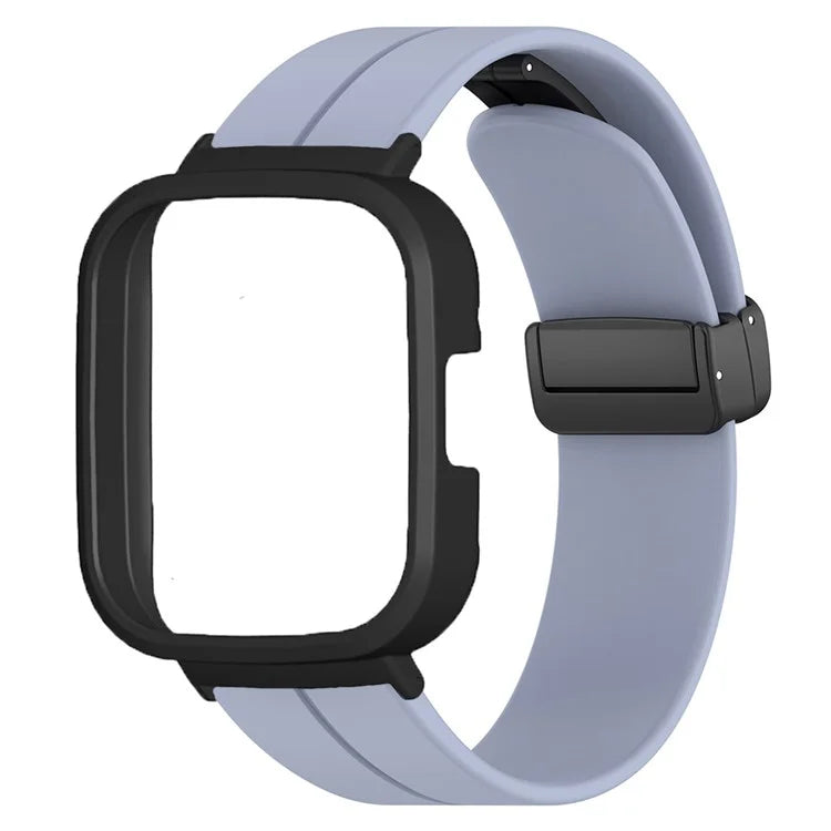 For Xiaomi Redmi Watch 3 Watch Band Black Magnetic Buckle Silicone Wrist Strap with Watch Case
