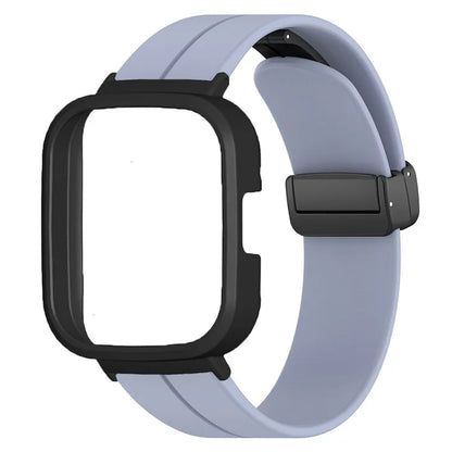 For Xiaomi Redmi Watch 3 Watch Band Black Magnetic Buckle Silicone Wrist Strap with Watch Case