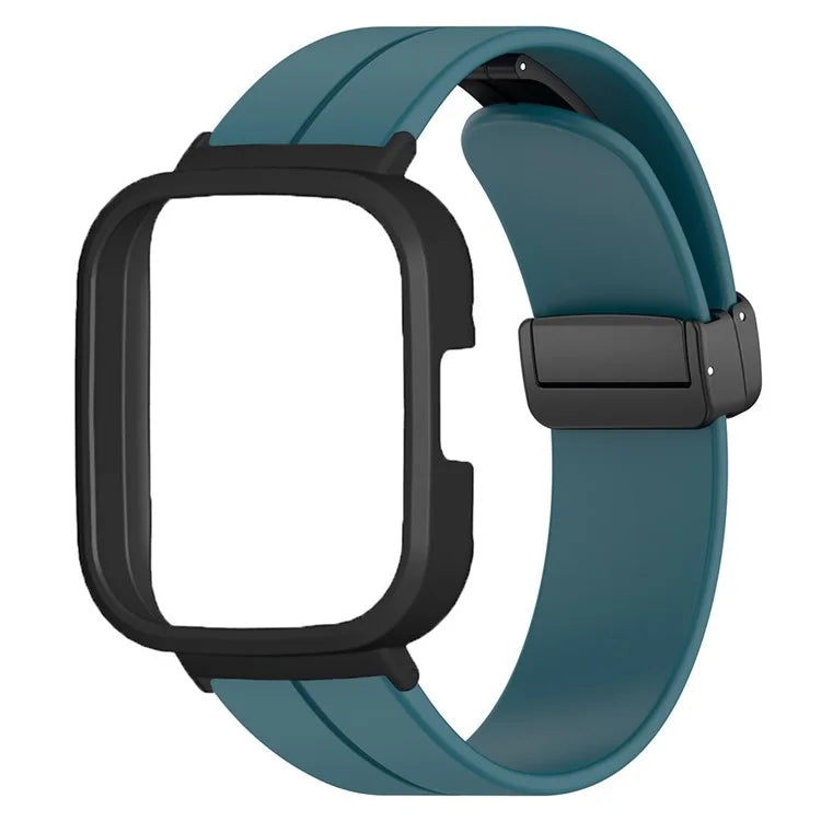 For Xiaomi Redmi Watch 3 Watch Band Black Magnetic Buckle Silicone Wrist Strap with Watch Case