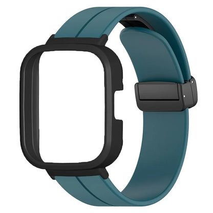 For Xiaomi Redmi Watch 3 Watch Band Black Magnetic Buckle Silicone Wrist Strap with Watch Case