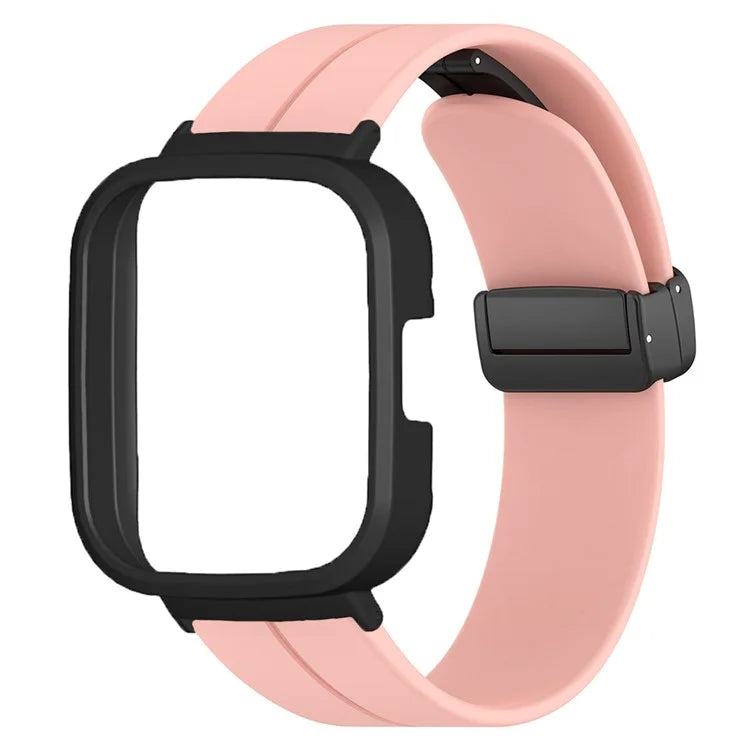 For Xiaomi Redmi Watch 3 Watch Band Black Magnetic Buckle Silicone Wrist Strap with Watch Case