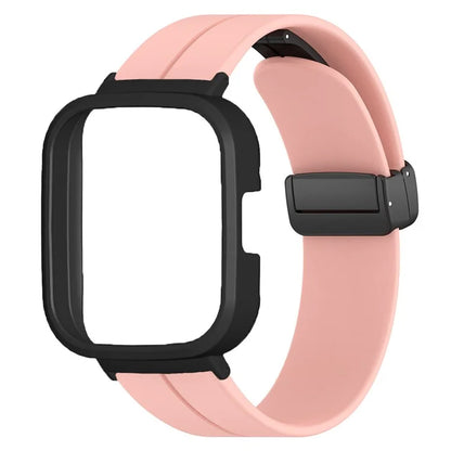 For Xiaomi Redmi Watch 3 Watch Band Black Magnetic Buckle Silicone Wrist Strap with Watch Case