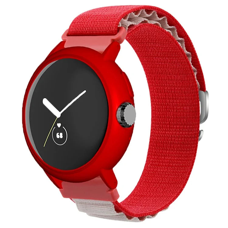 For Google Pixel Watch / Pixel Watch 2 Watch Band Nylon Loop Wrist Strap with Watch Case