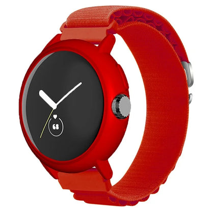 For Google Pixel Watch / Pixel Watch 2 Watch Band Nylon Loop Wrist Strap with Watch Case