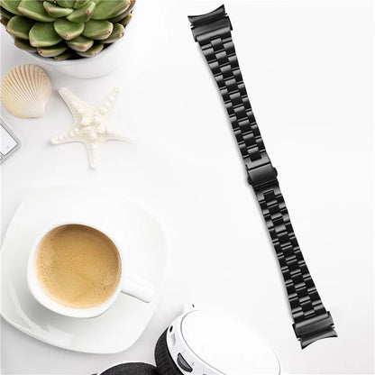 For Samsung Galaxy Watch4 40mm / 44mm / Watch4 Active 40mm / 44mm / Watch 5 40 / 44mm Seamless Watch Strap Stainless Steel Watch Band, Black
